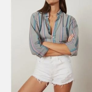 Boyish High Waist Distressed Denim Shorts in White